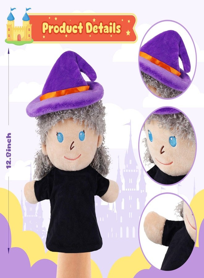 ZJoey Castle Hand Puppets Fairy Tales Queen & King, Princess & Prince, Elf & Witch Plush Toys Role-Play Toy Puppets for Kids Storytelling Imaginative Pretend Play Teaching Preschool(Witch) - Image 4